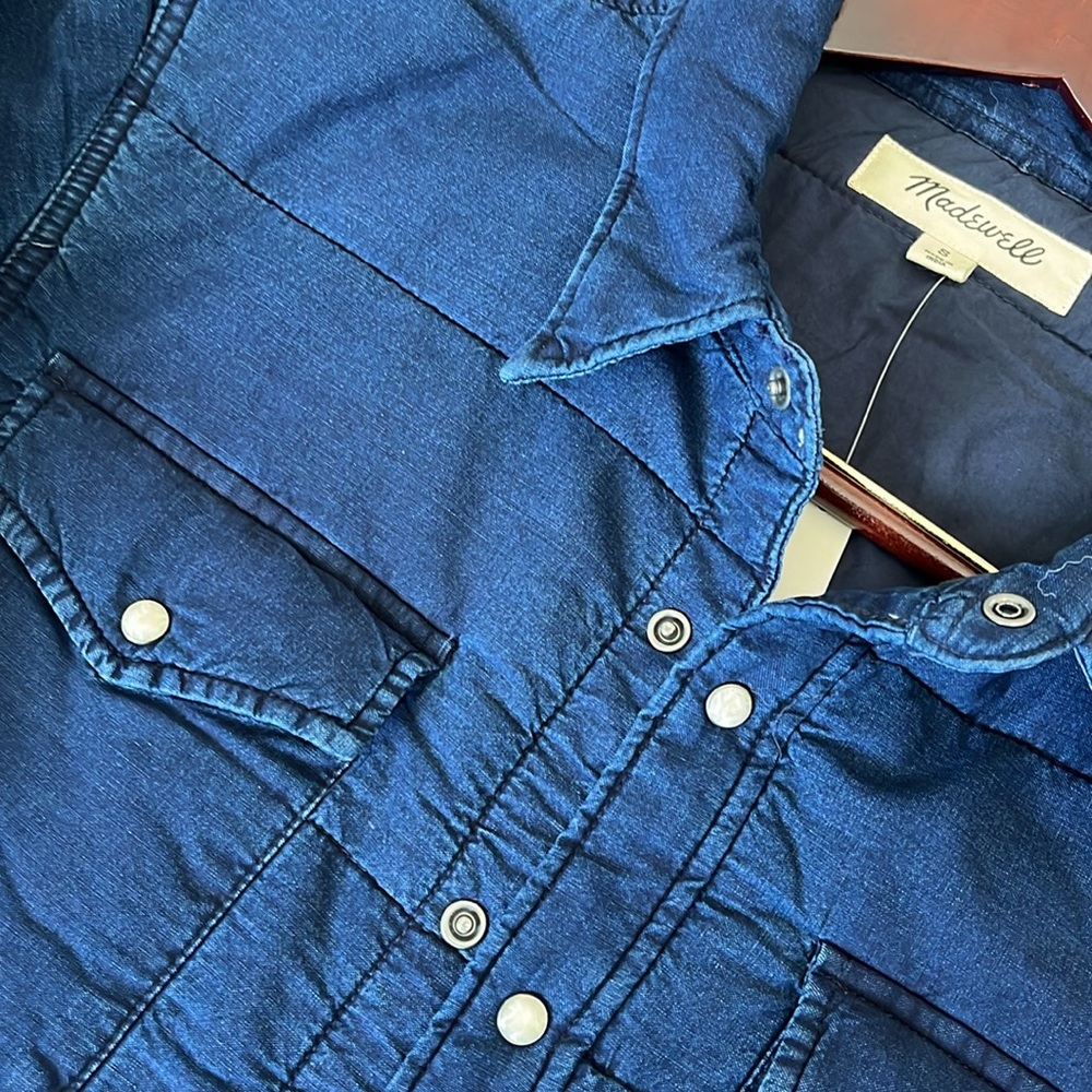 Madewell Blue Lightweight Shirt Jacket - Picture 3 of 6